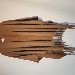 Tan Fringe Open Poncho